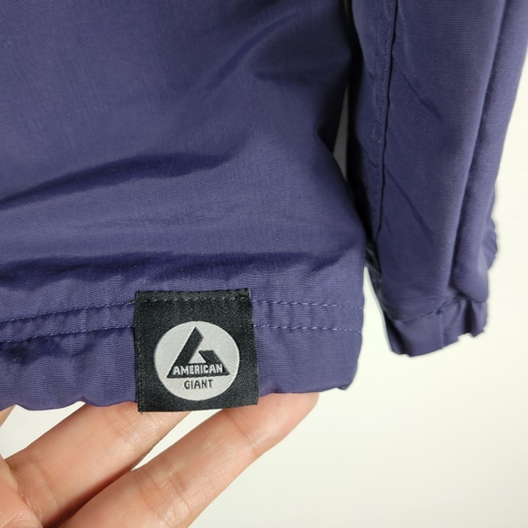 American Giant Coach's Stadium Jacket Nylon Drawsting Button Up Light Jacket - Picture 6 of 9